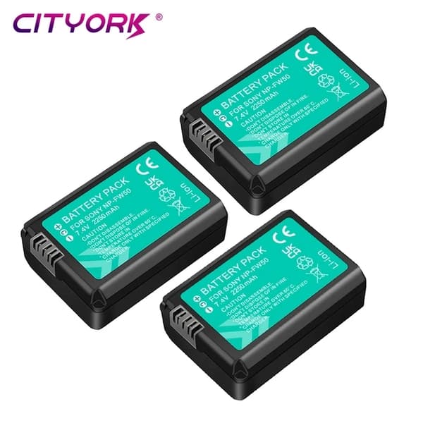 Sony NP-FW50 batteri, 2-i-1 oplader og opbevaringsboks, kompatibel med Sony Alpha A6500 A6300 A6000., 3 Batteri 1 Oplader