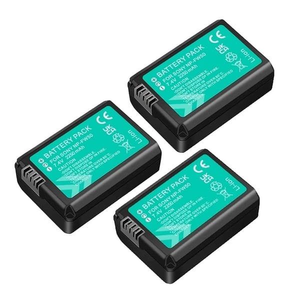 Sony NP-FW50 batteri, 2-i-1 oplader og opbevaringsboks, kompatibel med Sony Alpha A6500 A6300 A6000., 3 Batteri 1 Oplader