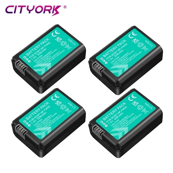 Sony NP-FW50 batteri, 2-i-1 oplader og opbevaringsboks, kompatibel med Sony Alpha A6500 A6300 A6000., 3 Batteri 1 Oplader