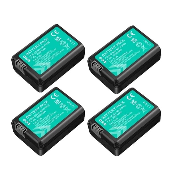 Sony NP-FW50 batteri, 2-i-1 oplader og opbevaringsboks, kompatibel med Sony Alpha A6500 A6300 A6000., 3 Batteri 1 Oplader
