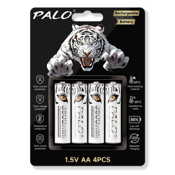 Genopladelige Lithium-ion Batterier, 3500mWh Kapacitet, Inkluderer Oplader, 8PCS AA