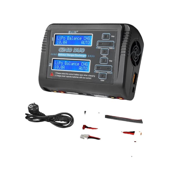 Lipo Batterioplader, Dobbelt Port 10A Batteriudlader, 150W AC/240W DC,EU-stik
