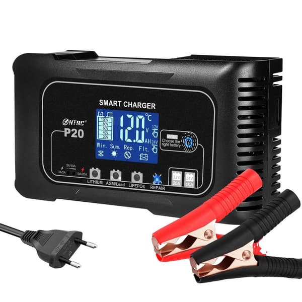 Fuldt Automatisk Bilbatteri Oplader, 12V/24V Output, Avanceret Reparationsfunktion,25A-EU Stik