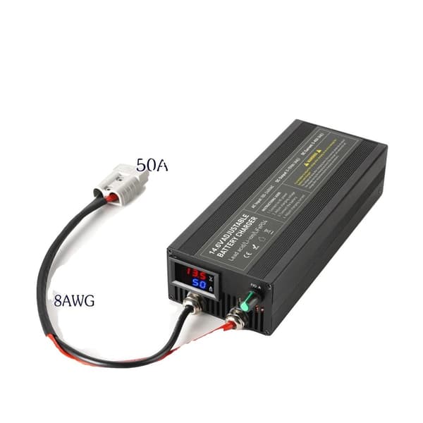 12V 50A Lifepo4 Oplader, Justerbar Strøm 0-50A, Tre-Trins Opladningsmode,14,6V 50A Anderson, EU-stik