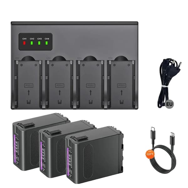Kamerabatteri NP-F990, høj kapacitet 11800mAh, LED strømindikator,2 batterier 1 oplader 3 Battery 1 Charger