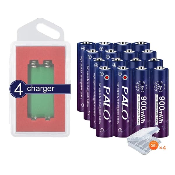1,5V AAA Li-ion ladattava akku, 900mWh kapasiteetti, tehokas latausindikaattori,1,5V, 24 kpl ja 6 laturia