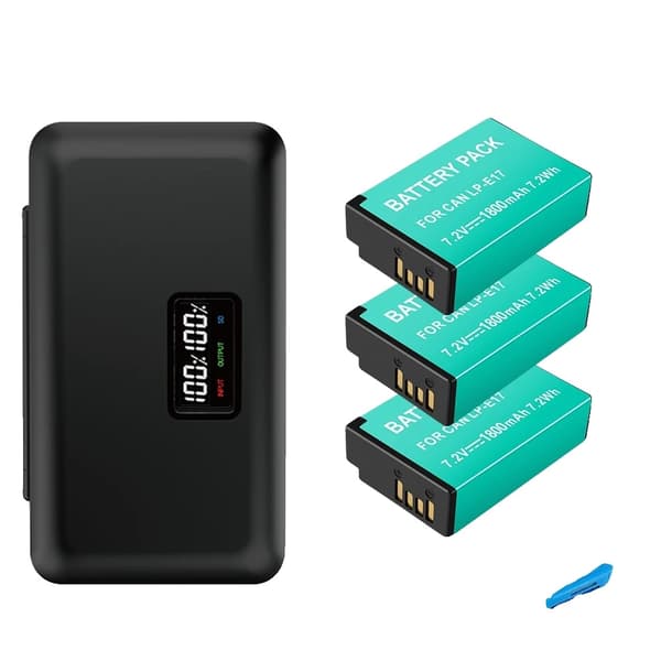 PALO LP-E17 Kamera Batteri, 1800mAh Kapacitet, USB LCD Oplader,3batteri 1oplader 3battery 1charger