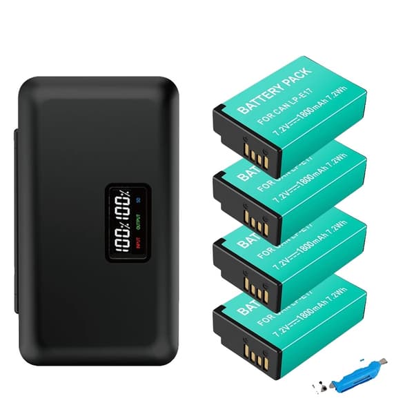 PALO LP-E17 Kamera Batteri, 1800mAh Kapacitet, USB LCD Oplader,3batteri 1oplader