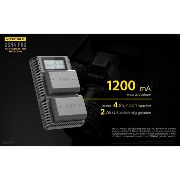 Nitecore USN4 PRO USB-laddare för Sony-kameror