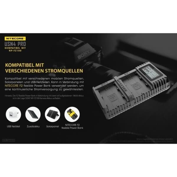 Nitecore USN4 PRO USB-laddare för Sony-kameror