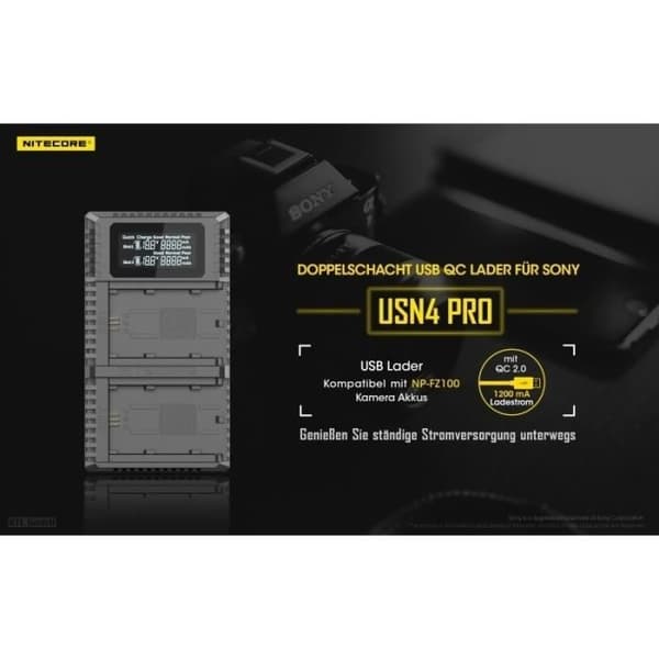 Nitecore USN4 PRO USB-laddare för Sony-kameror