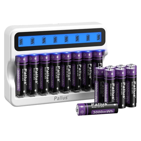 Pallus Genopladeligt Batteri, 3000mWh Kapacitet, Hurtig Opladning,16 stk. batteri SÆT, 1,5V