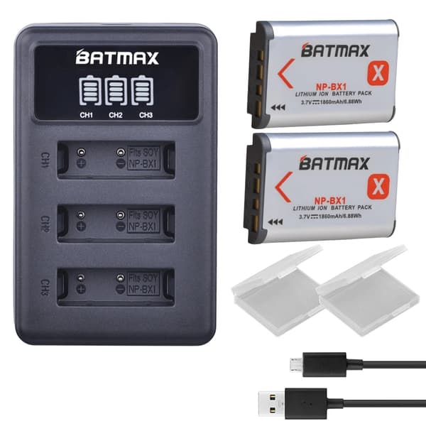 NP-BX1 Kamera Batteripakke, 1860mAh Kapacitet, LCD Oplader,2 batteri 1 oplader