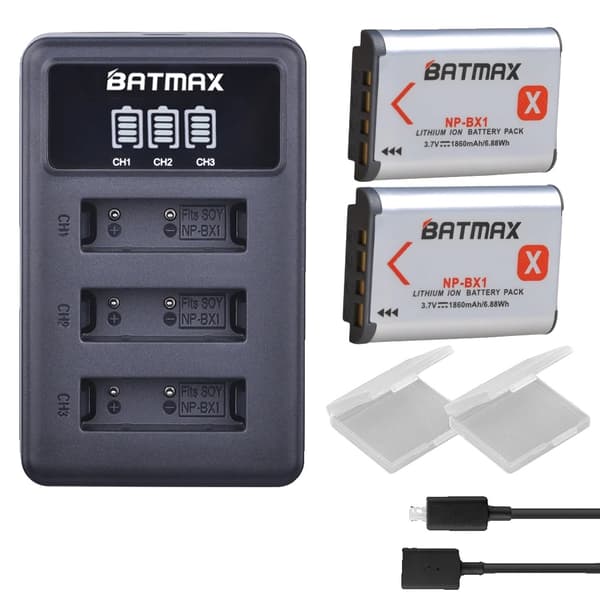 NP-BX1 Kamera Batteripakke, 1860mAh Kapacitet, LCD Oplader,2 batteri 1 oplader