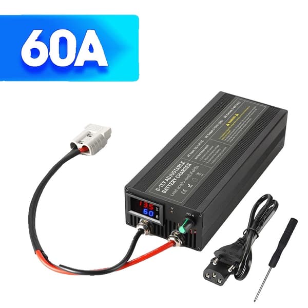 Højtydende batterioplader, justerbar strøm 0-100A, LCD smart display,DL60A med Anderson