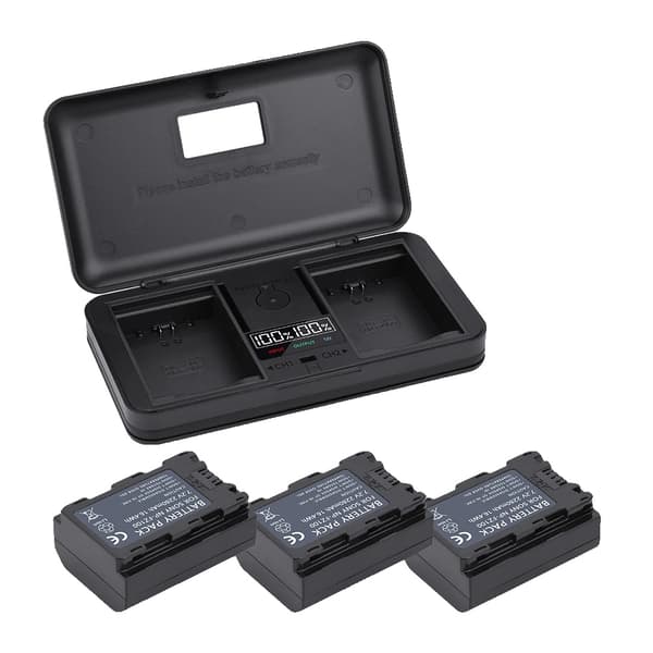 NP-FZ100 batteripakke, dual-slot oplader, 2280mAh kapacitet,3 batteri 1 oplader