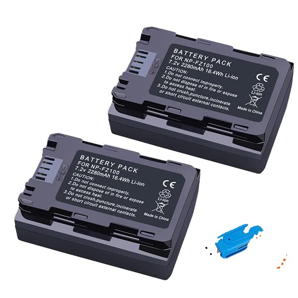 NP-FZ100 batteripakke, dual-slot oplader, 2280mAh kapacitet,2 STK batteri