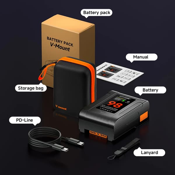 V-Mount Batteri, 6650mAh Kapacitet, Touch Screen Interface,BP-98W-C