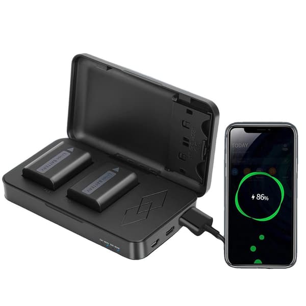 Sony NP-FW50 Batteri Kit, inkluderer 2 genopladelige batterier, dual slot oplader,1 STK