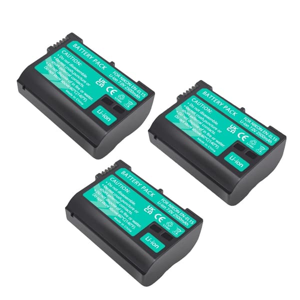 PALO Kamera Batteri EN-EL15, 2500mAh Kapacitet, Genopladeligt Li-ion,3batteri
