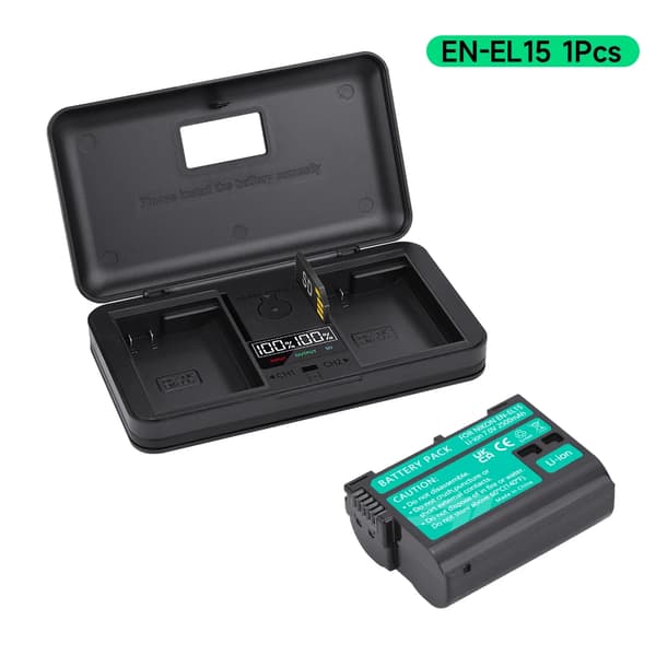 PALO Kamera Batteri EN-EL15, 2500mAh Kapacitet, Genopladeligt Li-ion,1batteri 1oplader
