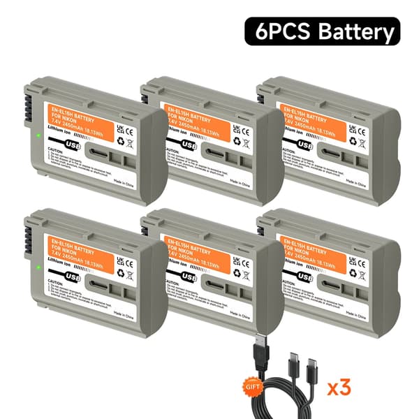Nikon EN-EL15 uppladdningsbart batteri, 2450mAh kapacitet, Type-C laddning,6ST EN-EL15 Batteri