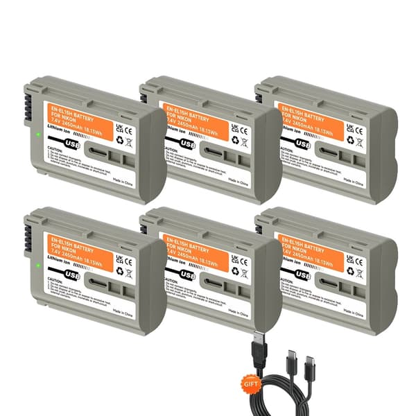 Nikon EN-EL15 uppladdningsbart batteri, 2450mAh kapacitet, Type-C laddning,6ST EN-EL15 Batteri