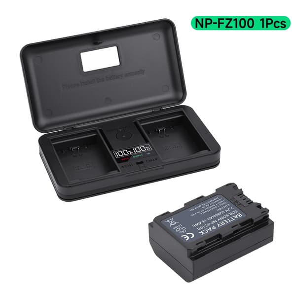 NP-FZ100 Kamera Batteri, 2280mAh Kapacitet, Dobbelt-Slot Oplader,1 Batteri 1 Oplader