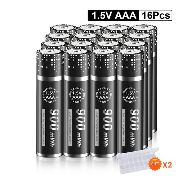 PALO 1.5V AAA Ladattava Akka, 900 mWh Kapasiteetti, Laturi Mukana,16kpl paristo