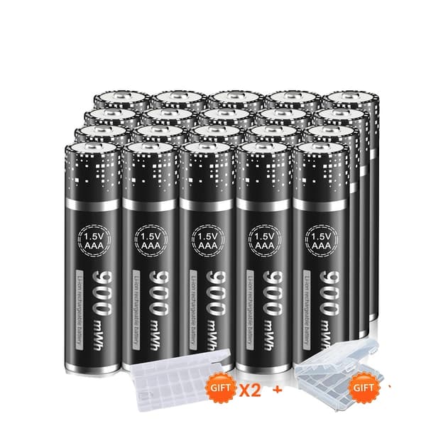 PALO 1.5V AAA Ladattava Akka, 900 mWh Kapasiteetti, Laturi Mukana,20kpl akku