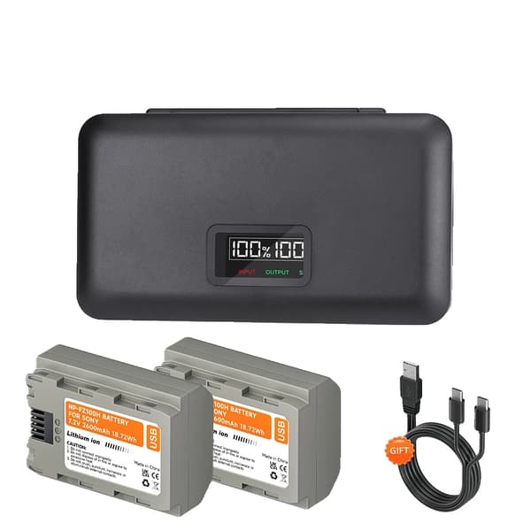 Ladattava kameran akku, 2600mAh kapasiteetti, USB-C-lataus,2Akku1Laturi