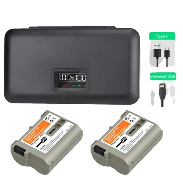 EN-EL15 USB-akun laturi, ladattava, yhteensopiva Nikon-kameroiden kanssa,2Akku 1Laturi