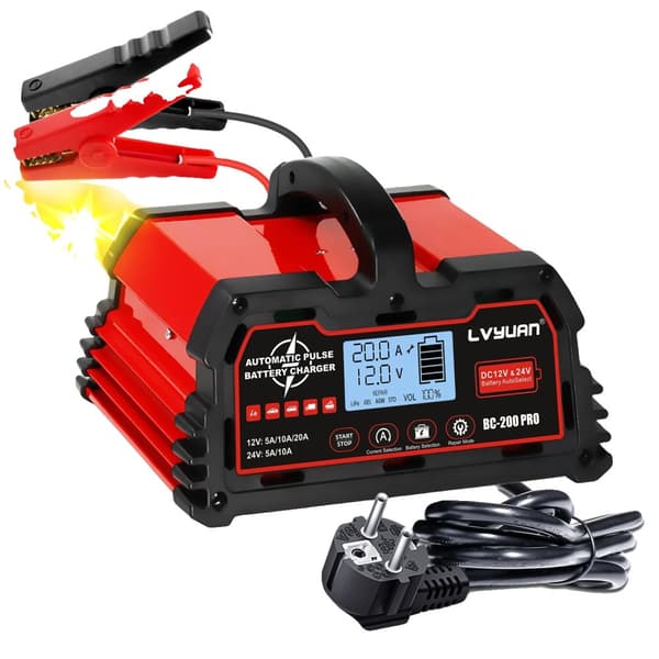 Akkulaturi, Nykyiset vaihtoehdot 20A / 25A, LED-näyttö,20A EU pistoke