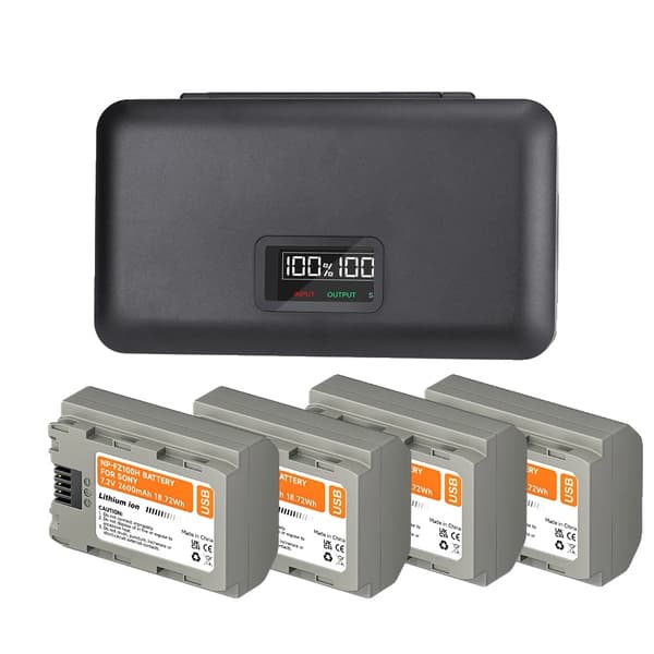 Ladattava kameran akku, 2600mAh kapasiteetti, USB-C-lataus,4Akku1Laturi