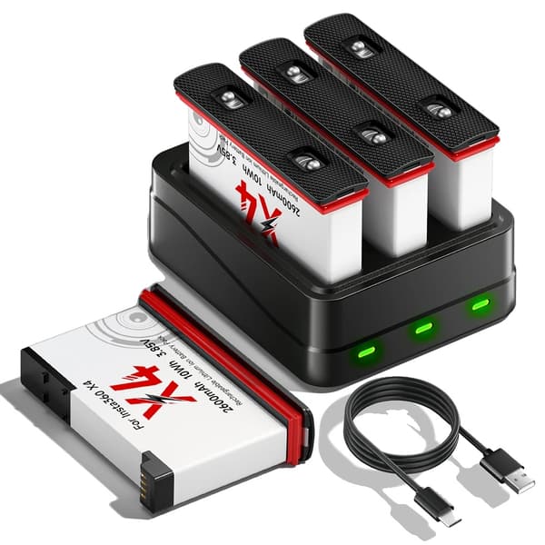 Insta360 X4 Batteri Sæt, 4 Genopladelige Batterier, 1 Oplader,4Batteri 1Oplader