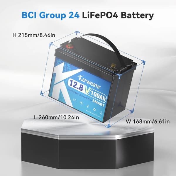 LiFePO4 batteri, indbygget Bluetooth, 6000 cyklusser,100AH Mini Bluetooth