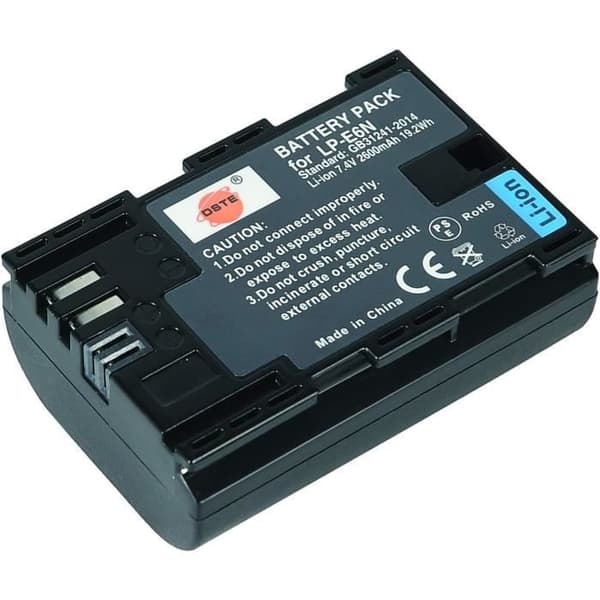 DSTE 2-Pack 2600mAh LP-E6N LP-E6NH LPE6N Batteri och Dubbel USB Laddare Kompatibel med Canon EOS R,R5,R6,XC10,XC15