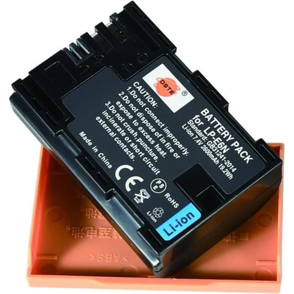 DSTE 2-Pack 2600mAh LP-E6N LP-E6NH LPE6N Batteri och Dubbel USB Laddare Kompatibel med Canon EOS R,R5,R6,XC10,XC15