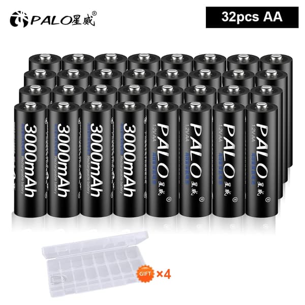 Genopladelige AA-batterier, 3000mAh kapacitet, NI-MH teknologi,32 stk AA