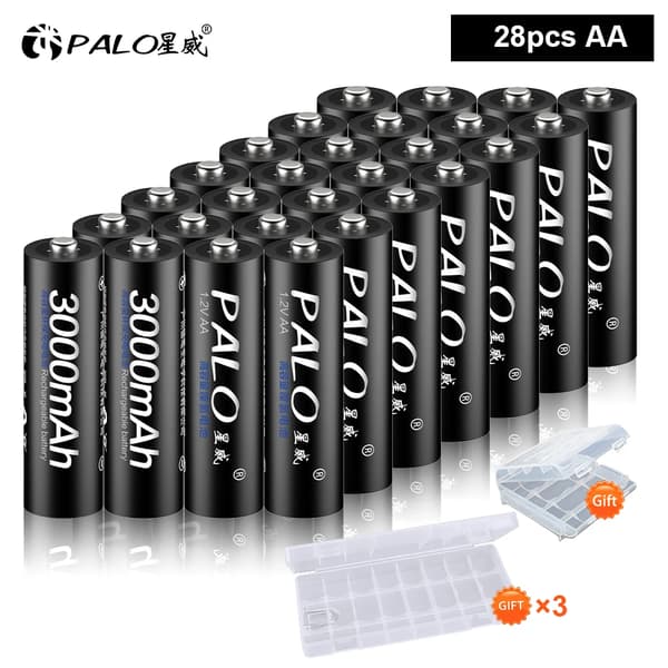 Genopladelige AA-batterier, 3000mAh kapacitet, NI-MH teknologi,28 stk AA