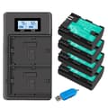 Miniatyrbillede 1 af 2: PALO Batteripakke til Canon-kameraer, 2850mAh kapacitet, inkluderer USB-oplader,4 stk med oplader