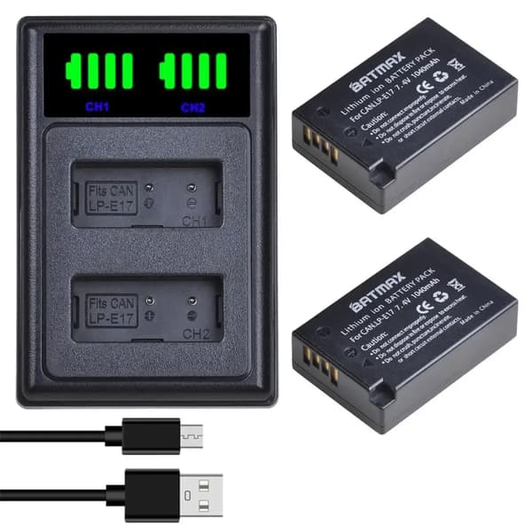 Canon LP-E17 -akku, uusi LED-USB-laturi, yhteensopiva EOS R8:n ja RP:n kanssa,2akku 1laturi