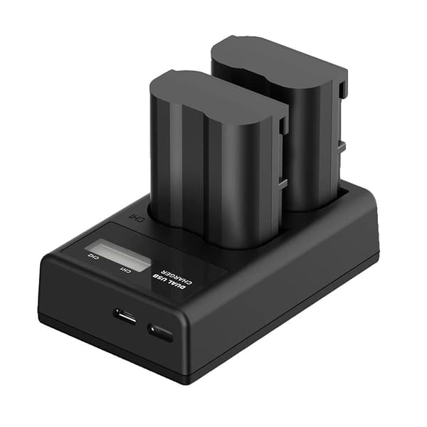 Dual USB-laddare, kompatibel med Nikon D600-D810, LED-skärmdisplay,2Batteri 1Laddare