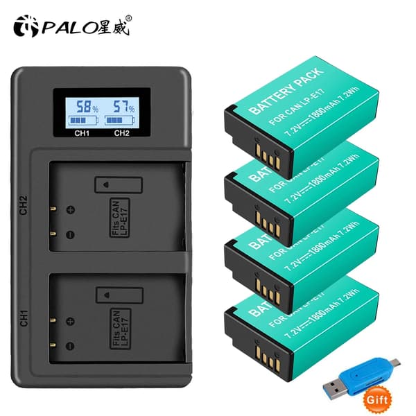 LPE17 Batteripakke, 1800mAh Kapacitet, Oplader Inkluderet,4Battery og oplader