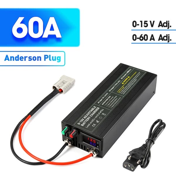 12V Lithiumbatterioplader, justerbar strøm op til 60A, CE-certificeret,12V, CL60Ah Med Anderson