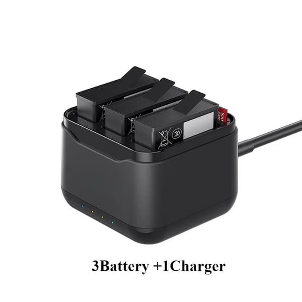2100mAh batteri til DJI Action Camera, 3-kanals oplader, hurtig udskiftning,3Batteri 1Oplader