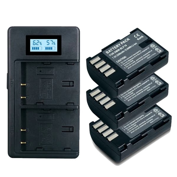 DMW-BLF19 Kamera Batteri, 2200mAh Kapacitet, Dobbelt USB Oplader,3Batteri og Oplader