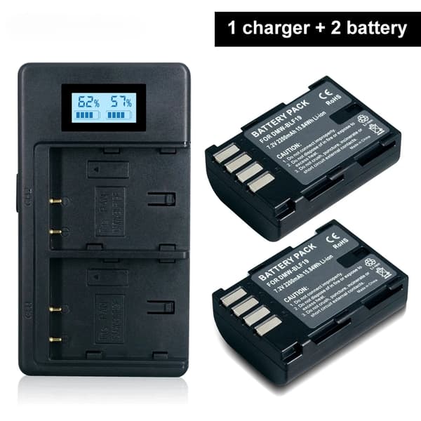 DMW-BLF19 Kamera Batteri, 2200mAh Kapacitet, Dobbelt USB Oplader,2Batteri og Oplader