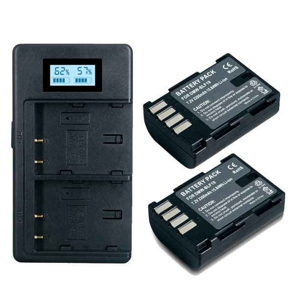 DMW-BLF19 Kamera Batteri, 2200mAh Kapacitet, Dobbelt USB Oplader,2Batteri og Oplader
