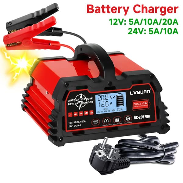 Batterioplader, 20A og 25A muligheder, automatisk pulserende reparationsfunktion,20A EU-stik
